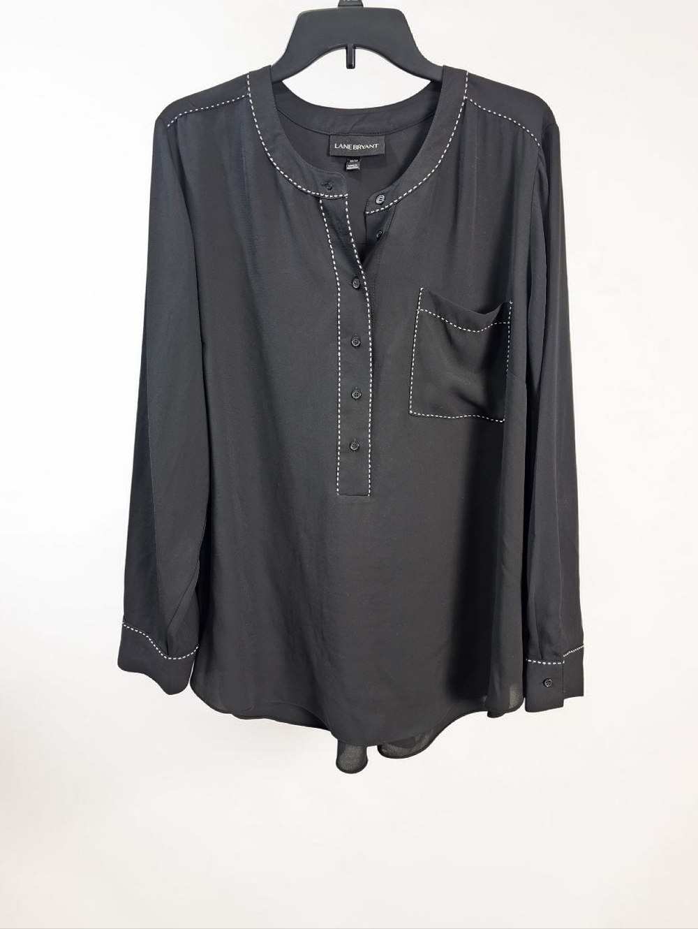 Lane Bryant Plus Size Black Flowy Long Sleeve Button Up Front 18/20